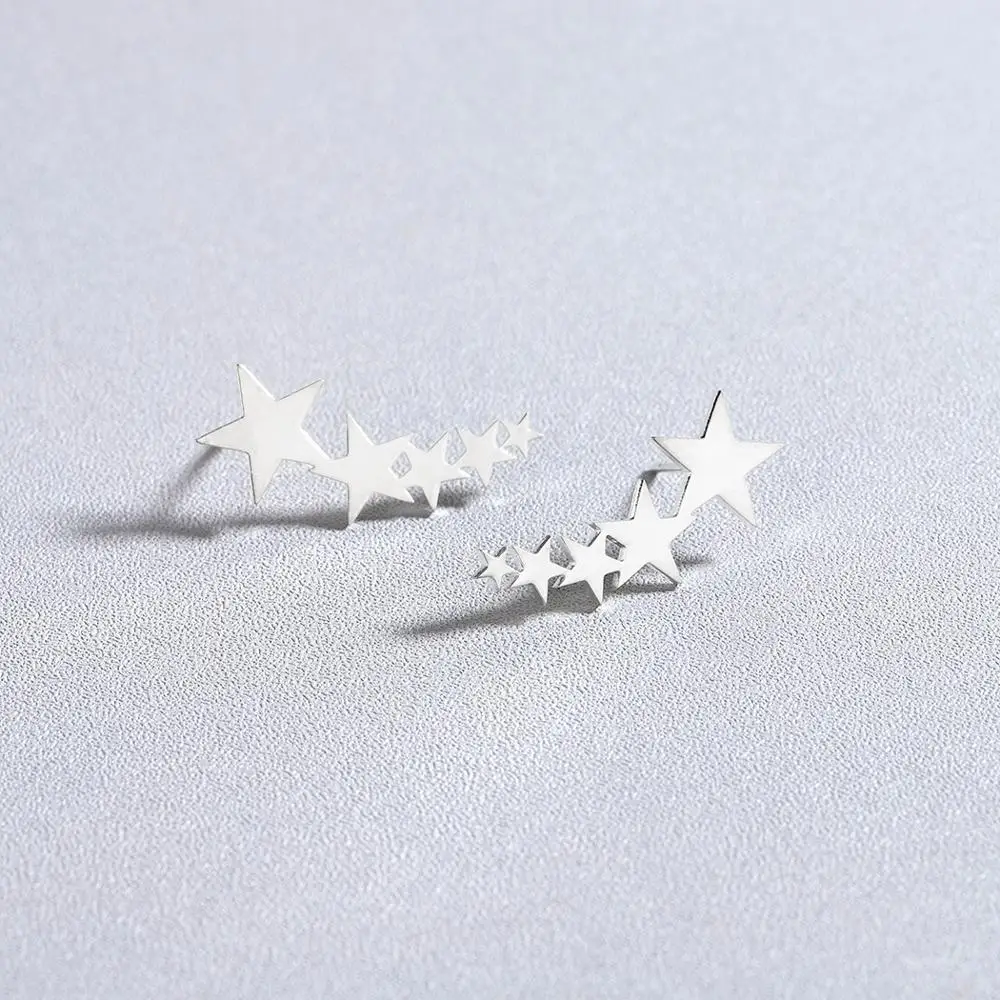 CHENGXUN модные серьги гвоздики со звездами для женщин и девочек позолоченные