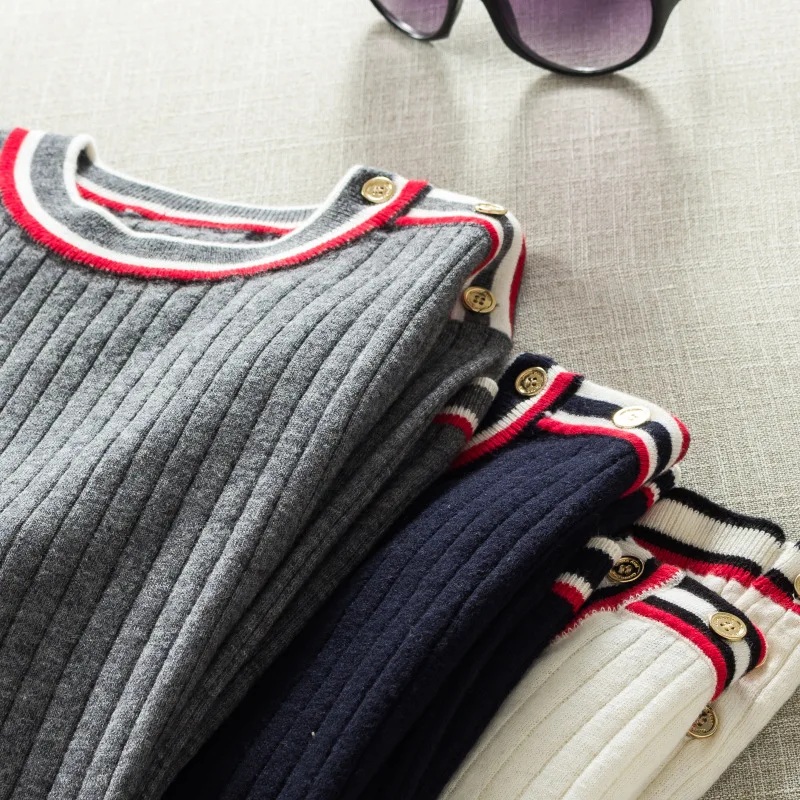 New winter women's clothing European and American high-end boutique All wool color stripe edge knitting coat | Женская одежда