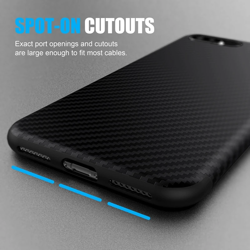 For iPhone 8 Plus Case Roybens Synthetic Fiber Carbon Cell Phone 7 Soft TPU Rubber Skin Durable Cover |