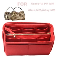 for graceful pm mmalma mmartsy mm3mm felt tote organizer with middle zipper bag purse insert bag in bag cosmetic makeup