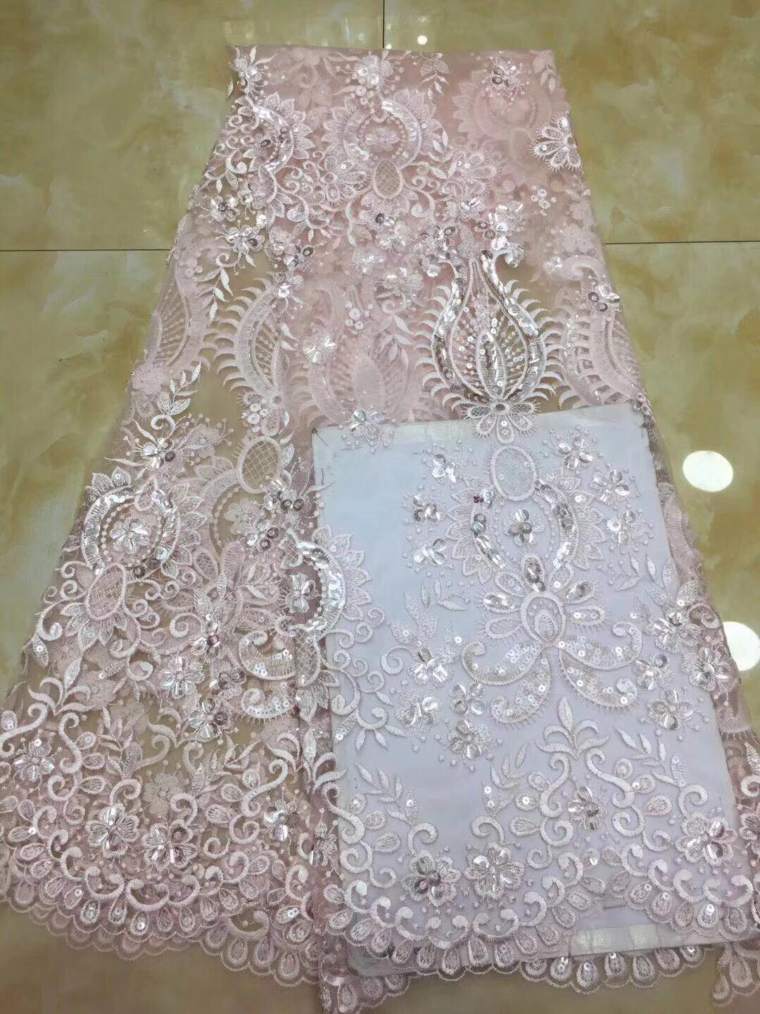 2019 Высокое качество африканская кружевная ткань розовая французская сетка