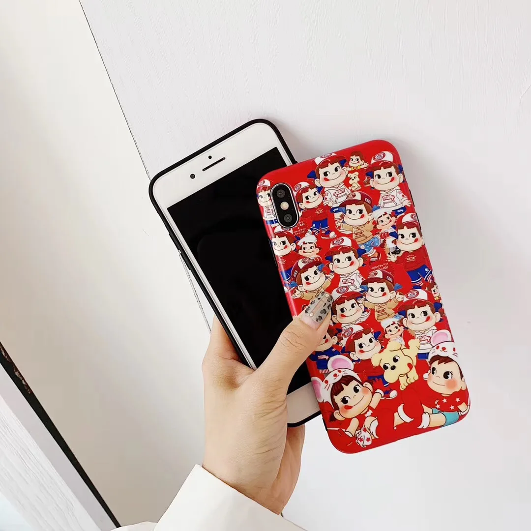 Cartoon Fujiya Milky Peko cover case for iPhone Xs MAX Xr X 6 6splus 7 8plus smooth soft silicon IMD phone back shell cases Capa |