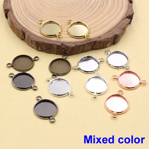 Mixed color Подходит 12 мм медная круглая винтажная стеклянная рамка/Рамка для кабошона, ободок для DIY браслета 20 шт./лот K05381 - Цвет: Mixed color