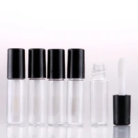 free shipping 10pcslot 1 2 ml high quality empty clear lip gloss tube black lip balm bottle container in refillable bottles