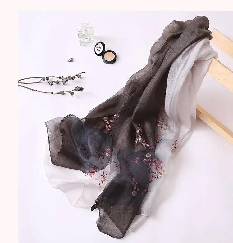 Новинка 2017 Шелковый шерсти вышитые женские шарфы платки Осенне-зимняя обувь
