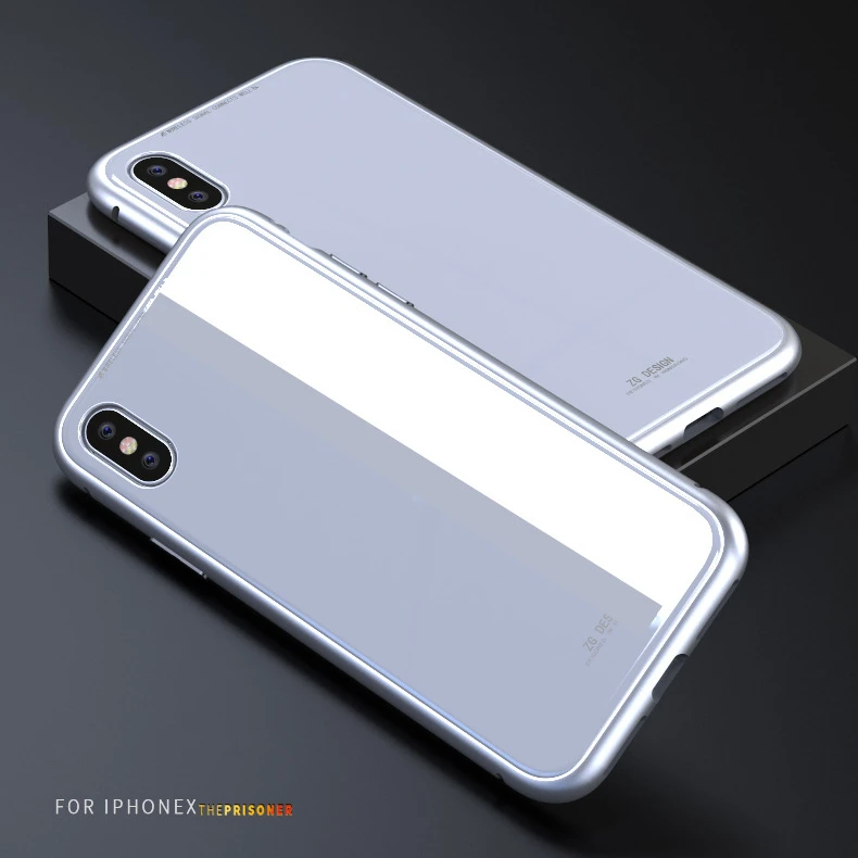 Роскошный Магнитный адсорбционный чехол для Apple iPhone X, бампер, металлическая рамка, стеклянная крышка для Apple iPhone 7, бампер 8 Plus, 6, 6s, 7plus
