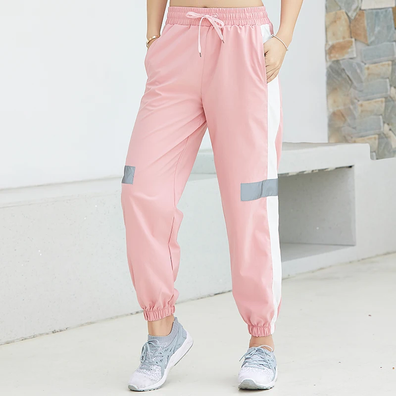 Обтягивающие спортивные штаны-шаровары полной длины контрастных цветов женские