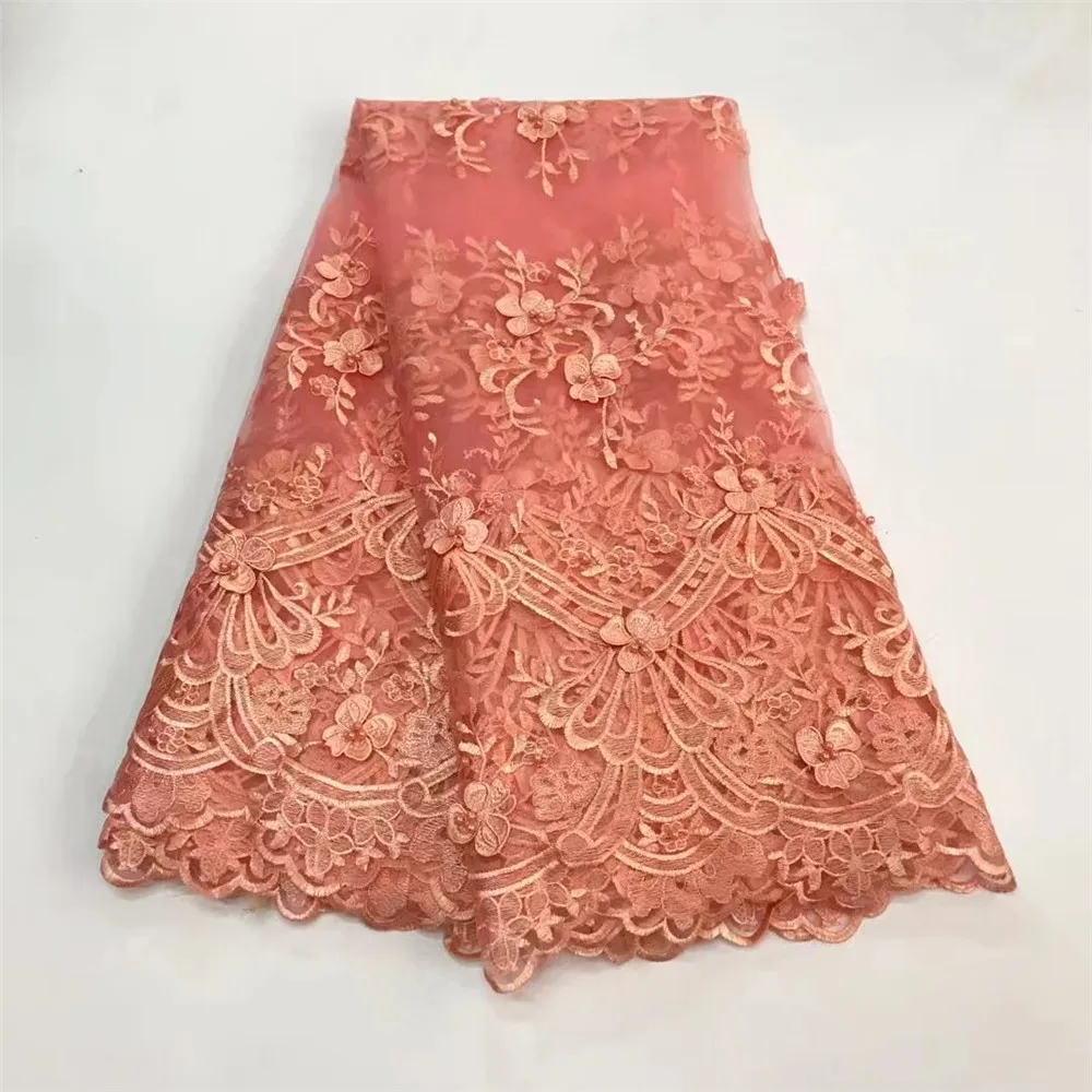 Африканский Кружево Ткань 2018 высокое качество ручной работы из Камни и 3D Цветы