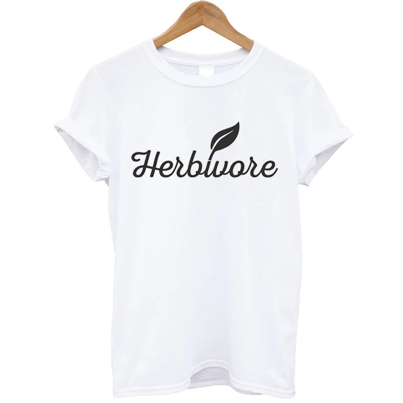 Летние топы женская футболка с буквенным принтом Herbivore забавная рубашка унисекс