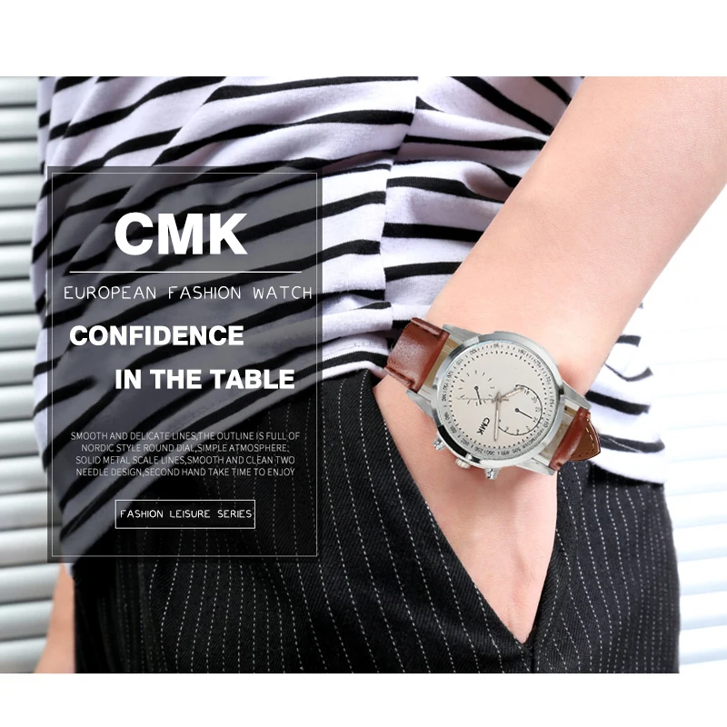 Бренд CMK хит продаж модные простые кварцевые наручные часы с синим лучом из