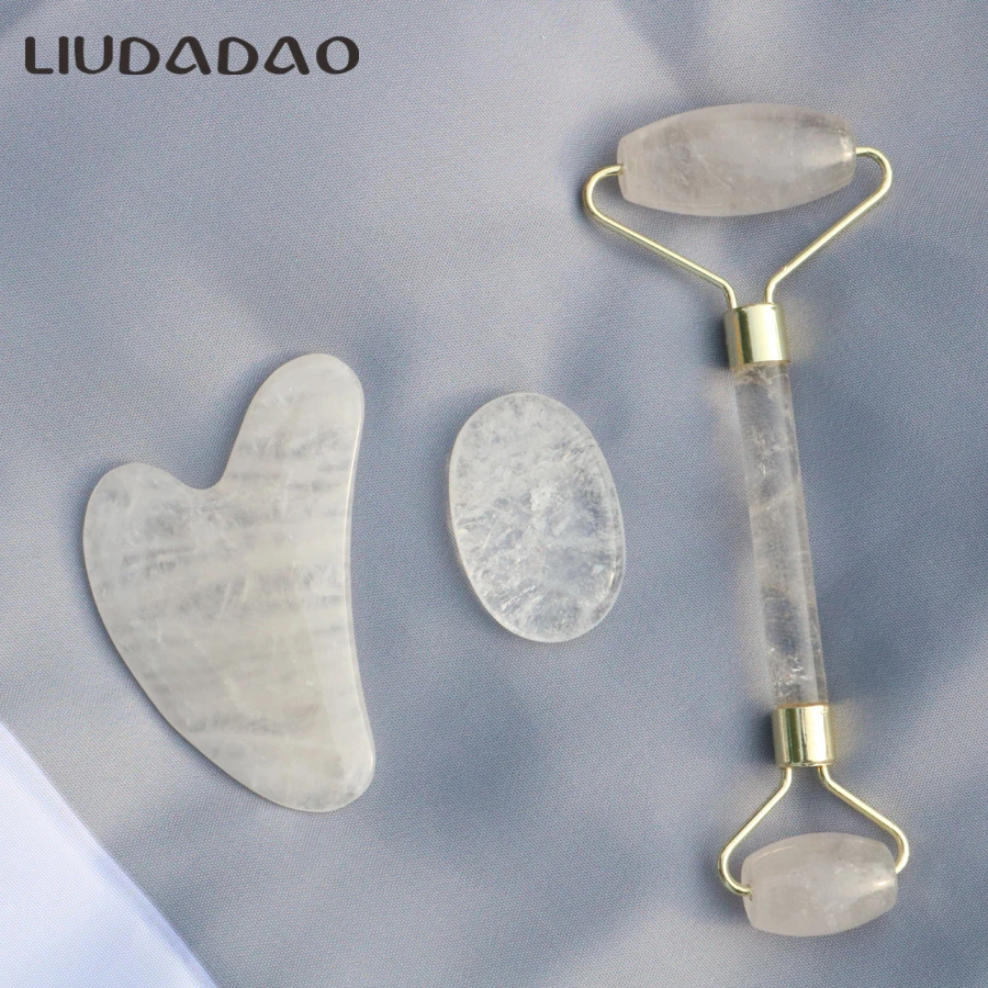 

LIUDADAO Face Rollers Jade Clear Crystal Neck Head Skin Care Health GuaSha Tools Beauty Facial Massage Body Health Worry Stone