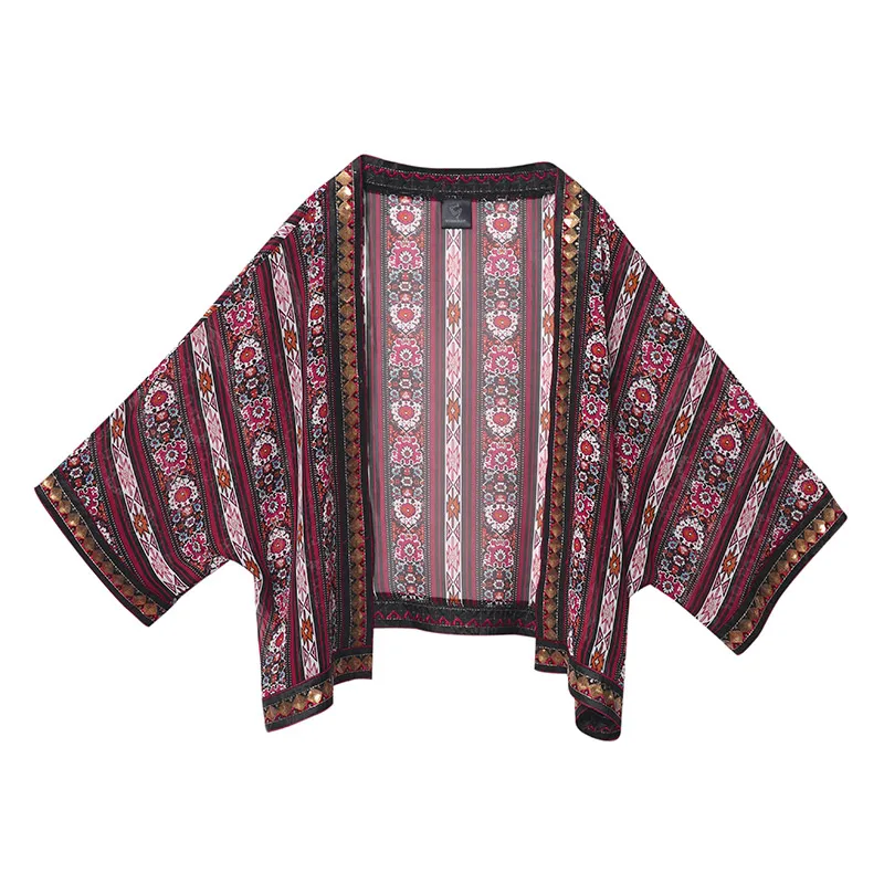 Женская шифоновая рубашка кардиган с блестками и этническим принтом|cardigan back|cardigan