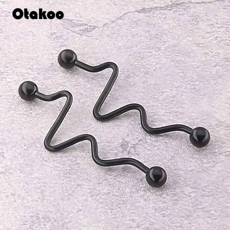 Otakoo хирургические стальные витые спиральные промышленные серьги для пирсинга