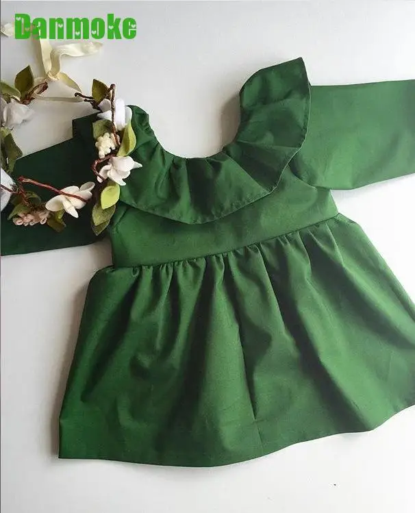 Danmoke Ins Spring Summer Children's Clothes Fashion Girl Vestido Casual Dress Girls Wood Ear Europe Green Red Party 1-4y | Детская