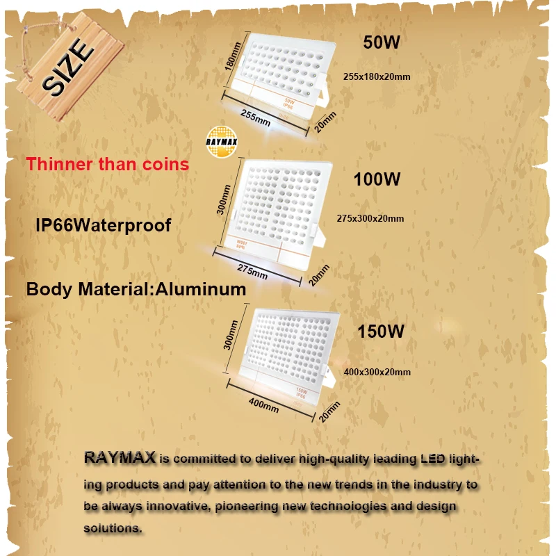 Белый Светодиодный прожектор IP66 Водонепроницаемый 50 W/100 W/150 W