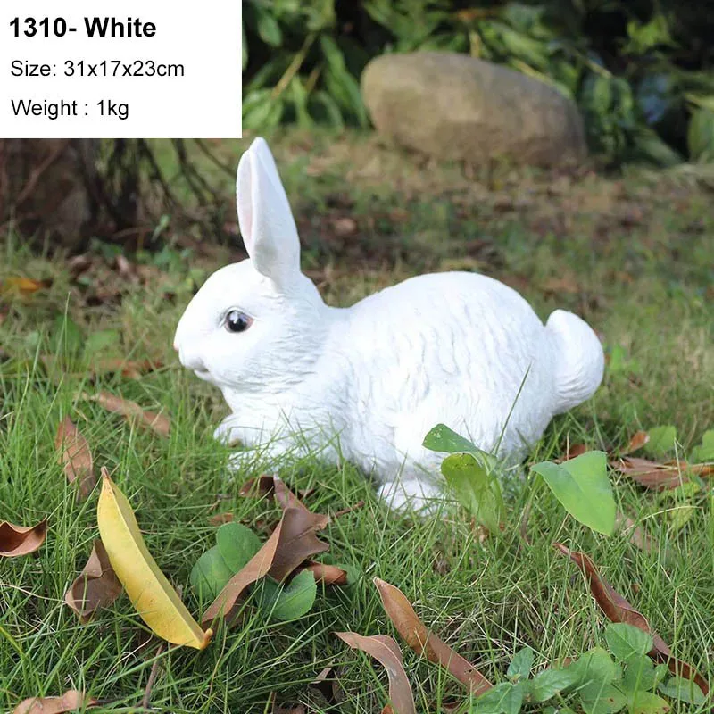 1310-White Милый Искусственный Кролик, украшение для дома, гостиной, украшения для сада, газон, кролик, скульптура, ремесла, миниатюрные фигурки животных, подарок - Цвет: 1310-White