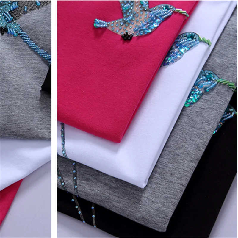 Camisetas Mujer вручную бисером алмаз футболка 2018 летние женские Ультрамодный
