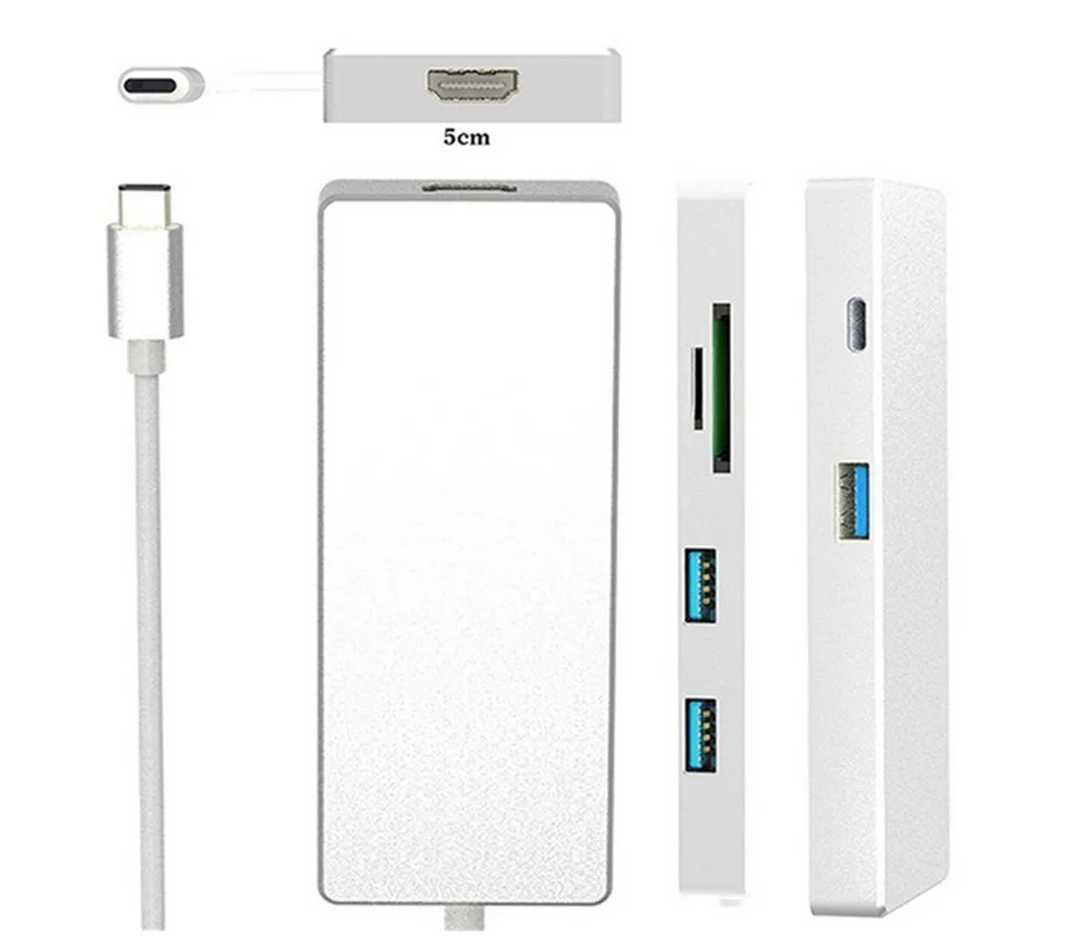 USB C цифровой AV многопортовый адаптер usb3.1 type c к hdmi 4k * 2k pd 100w usb3.0 3 cardread tf sd charge card reader|