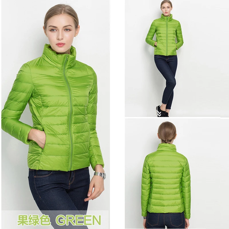 

Plus Size 90 % White Duck Down Coat 2020 New Autumn Winter Puffer Jacket Women Ultra Light Solid Color Zipper Warm Parka Ok386