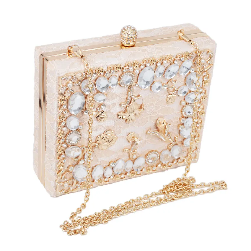 Модные бледно розовые Роскошные вечерние сумочки с кружевными бриллиантами