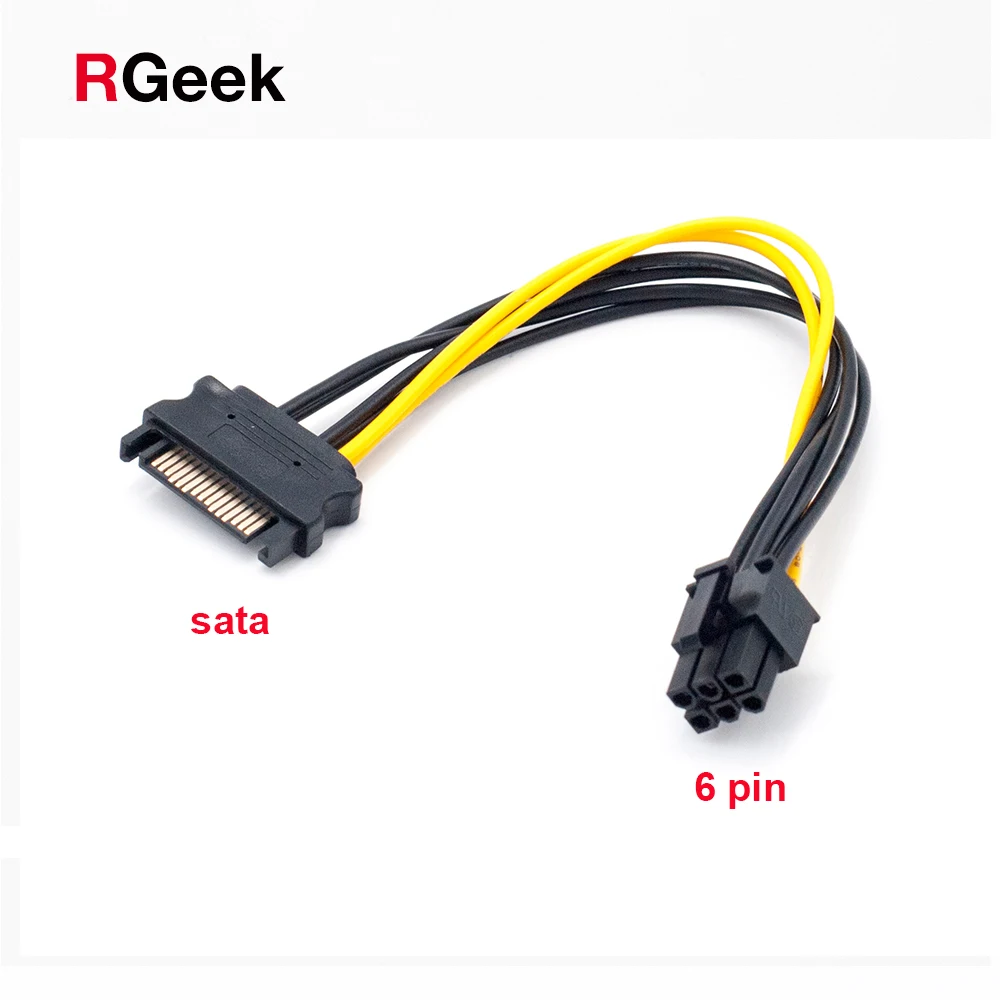 RGEEK 20 см SATA 15pin 6 Pin PCI E PCIE Express Графический конвертер адаптер Кабели|adapter cable|6 pin pci-esata