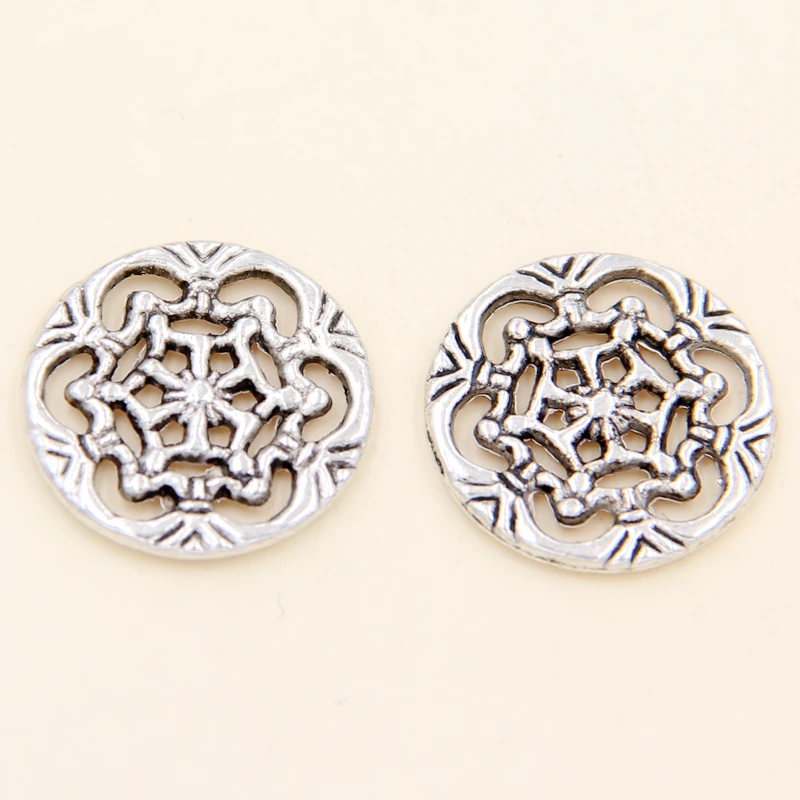 Оптовая продажа 30 шт тибетские серебряные полые круглые Амулеты с гравировкой