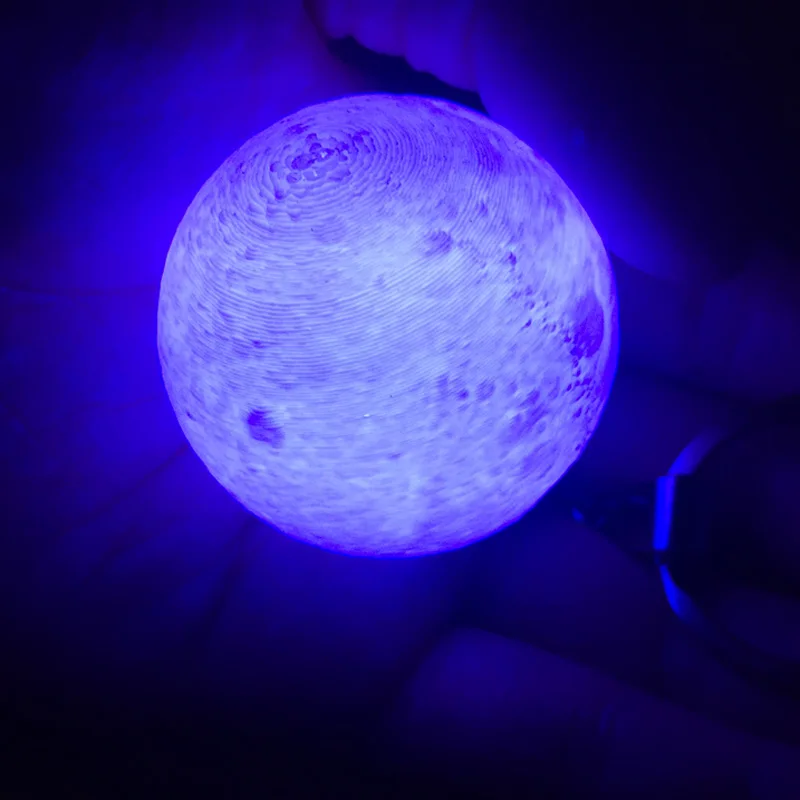 Mystery 3D принт Луна ночные огни брелок 3 шт Кнопка на батарейках LED белая луна лампа