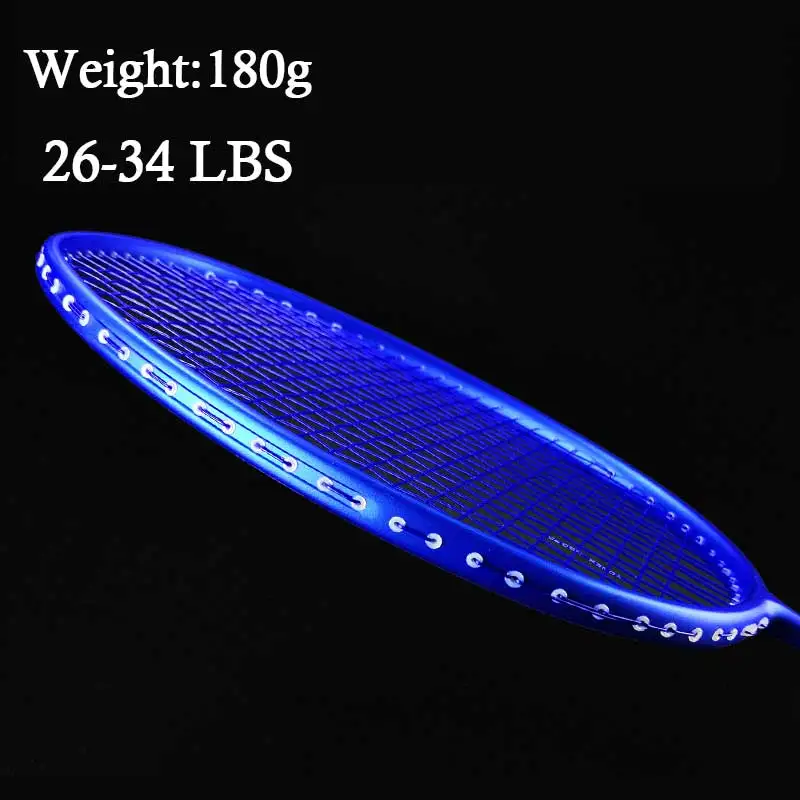 Blue 180g max 34lbs Тренировочная ракетка для бадминтона с большим весом 26-34 фунтов 120 г 150 г 180 г 210 г профессиональные ракетки из углеродного волокна - Цвет: Blue 180g max 34lbs
