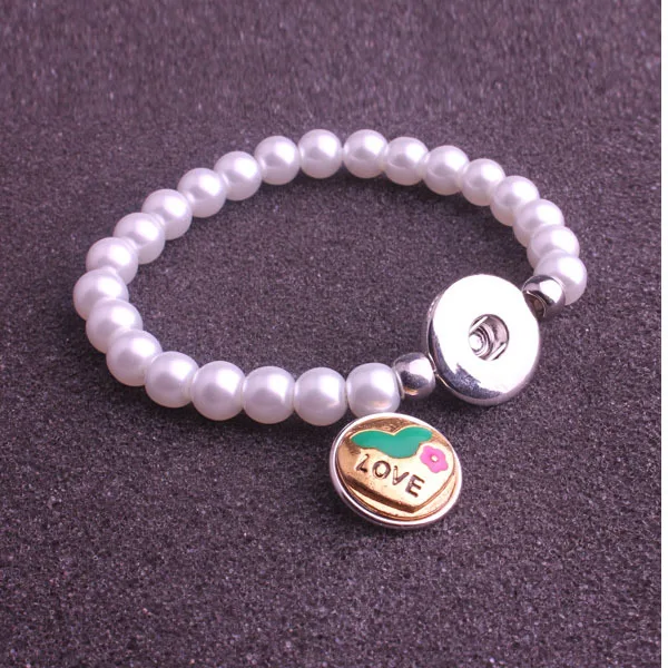 Новый дизайн оснастки Посеребренная Diy Кнопка с жемчугом браслеты подходят