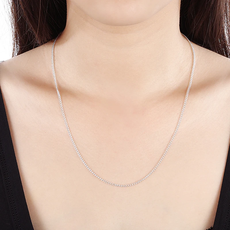 

2mm Sideway Link Chain Necklace,2017 Brand New Glam Fashion Jewelry Europe 925 Sterling Silver Bijoux Gift For Men Women