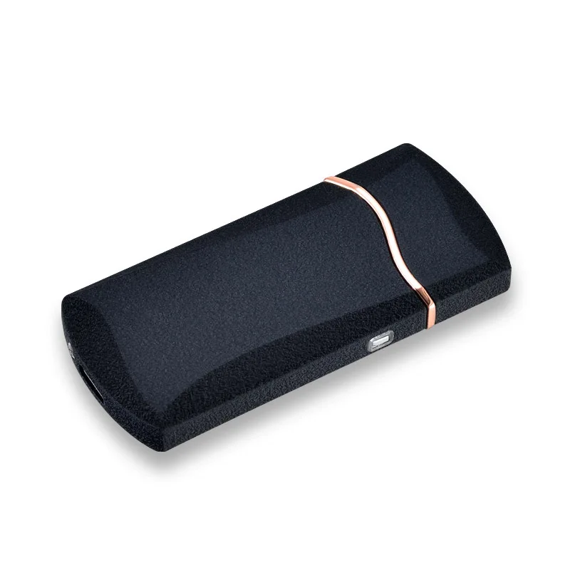USB легче ветрозащитный Вольфрам турбо Зажигалка электроподжиг лазерный логотип - Цвет: matte black