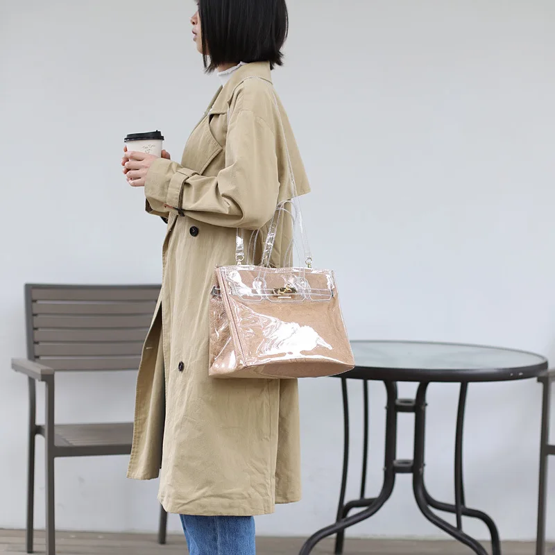 2019 роскошный большой емкости ПВХ прозрачный Регулируемый ремень замок украшение