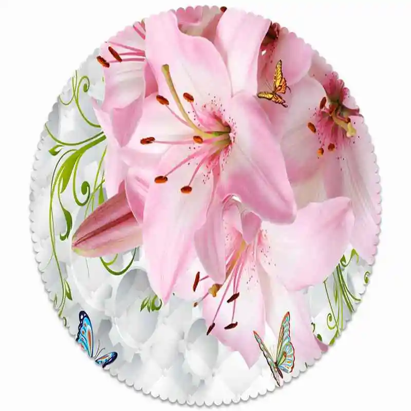 Праздничная домашняя кухонная скатерть с цветком лилии объемным принтом плотная