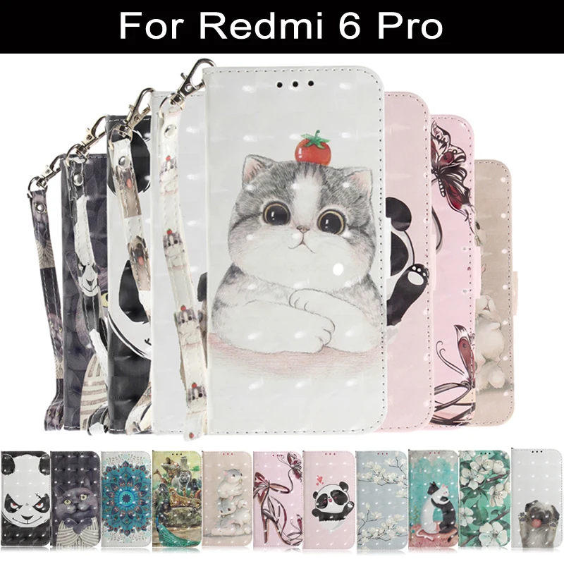 Флип кожаный чехол для Xiaomi Redmi 6 Pro Чехол на 6Pro телефон чехлы бумажники na держатель