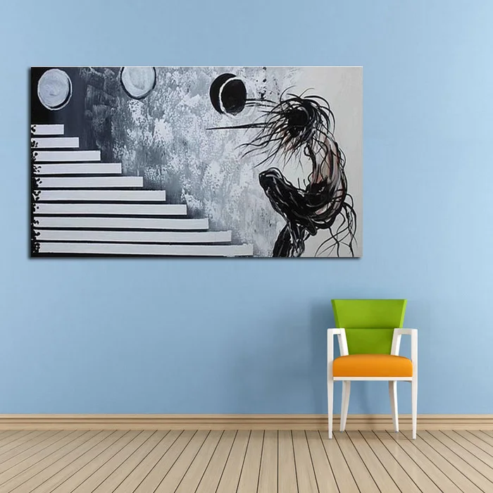 

Black And White Color Abstract Portrait Play Ball Canvas Wall Picture Cheap Modern Canvas Art Abstract Art
