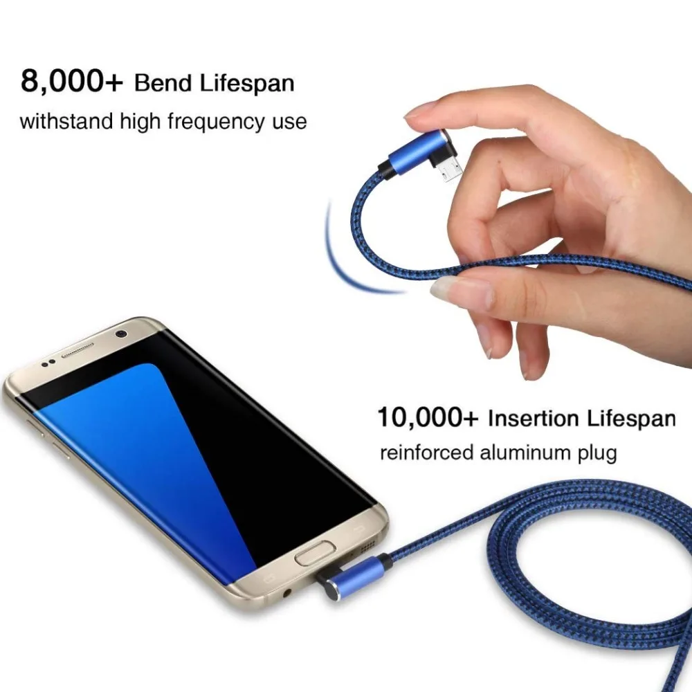 Быстрый зарядный кабель Fasnshu Micro USB шнур изгибающийся под 90 градусов L Type C IOS гибкие