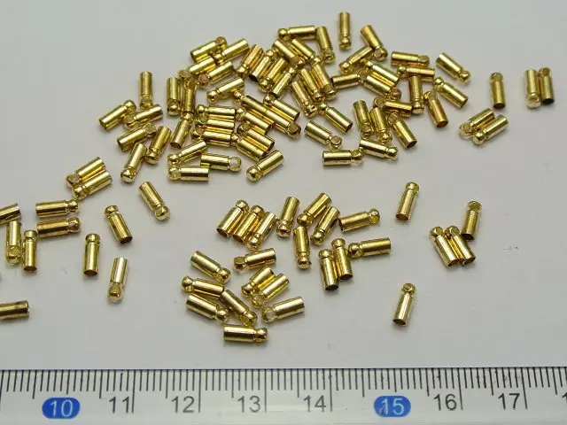 

100 Gold Tone End Bead Caps For 2.0mm Leather Cord Jewelry Finding