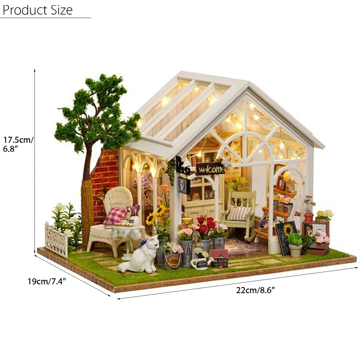 LBLA Cuteroom DIY Dollhouse Provence Wooden LED Miniature Furniture Flower House Kit for Kids Birthday Christmas Gift