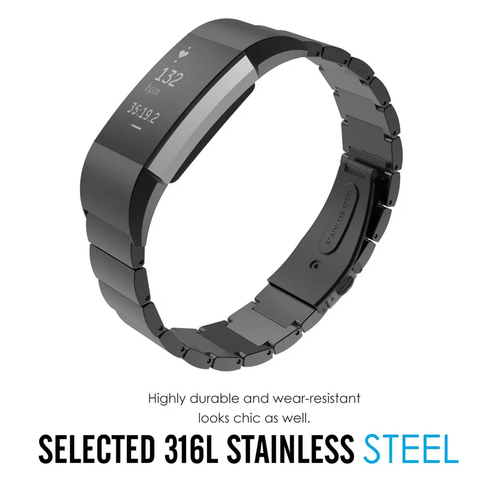 TORQUILA Нержавеющая сталь ремешок для Fitbit заряд 2 Смарт часы регулируемый роскошный