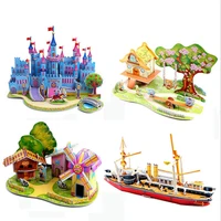3d diy puzzle jigsaw baby toy kid early learning castle construction pattern gift for children brinquedo educativo houses puzzle