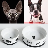 new dog cat feeder pet food drink water bowl ceramic dish accessory storage equipment for small dog kitten little pet