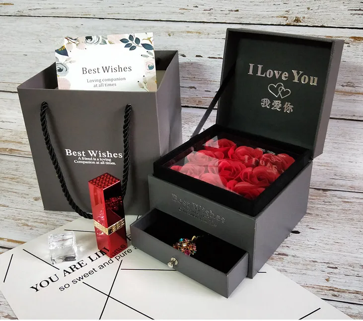 Серьги кольцо браслет в виде помады коробка ювелирных изделий Подарочная для