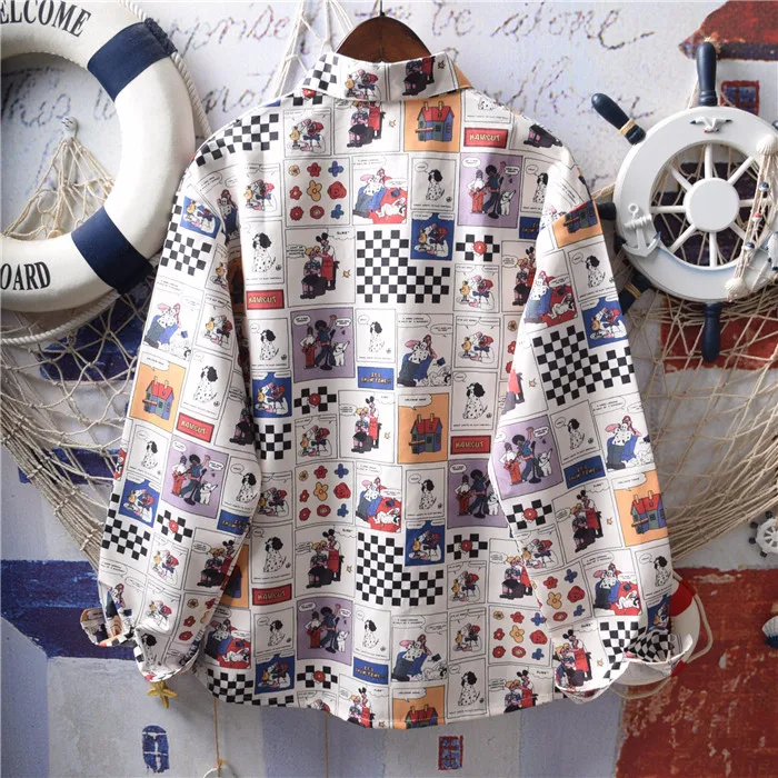 Винтажная Детская рубашка с длинными рукавами и принтом в виде граффити mori girl -