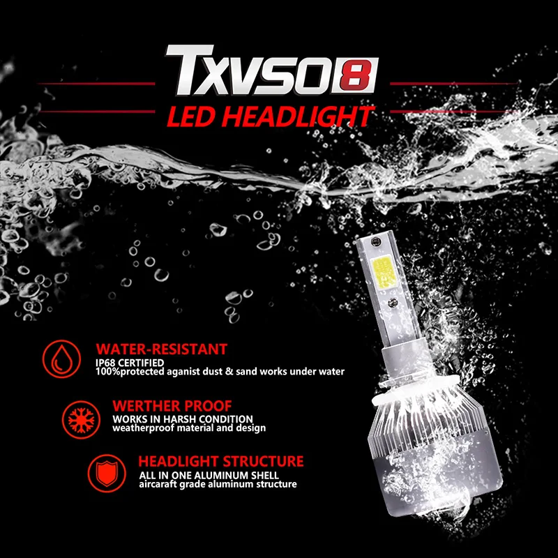 Новая Автомобильная фара H13 Hi/Lo Beam LED H7 H1 H3 H4 H8 H27 H11 H16 9005 9006 110 Вт 26000lm 6000 К