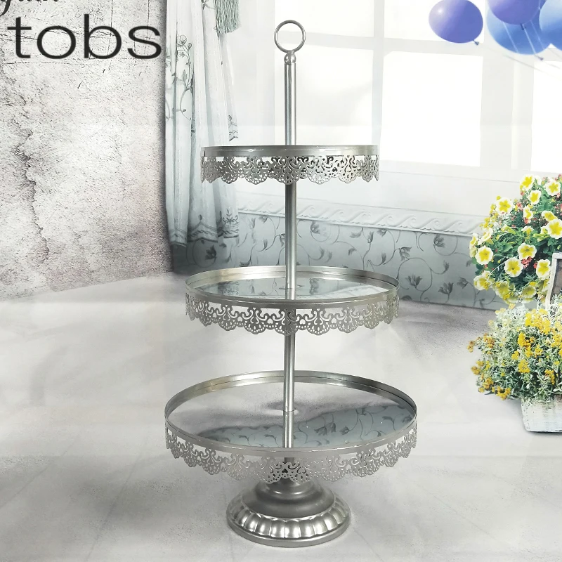 1 шт. 7 зеркальная Серебряная Свадебная декоративная металлическая подставка для