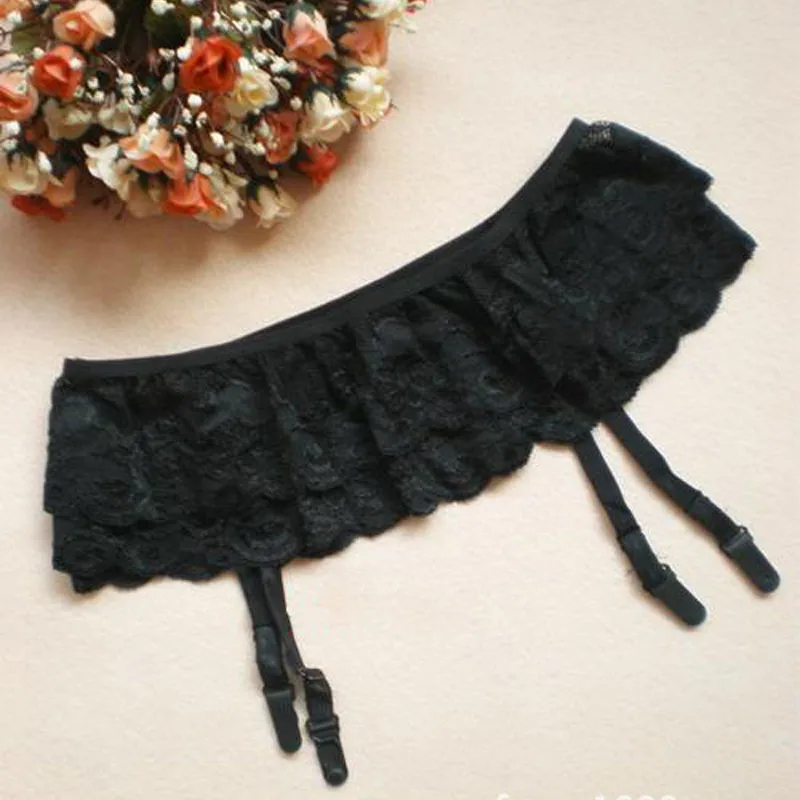 Стильный женский кружевной комплект с поясом и чулками | Женская одежда