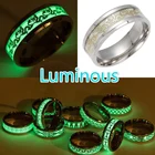 Модные светящиеся Свадебные кольца с драконом из нержавеющей стали для мужчин и женщин, ювелирные изделия, романтический подарок на день Святого Валентина, годовщину для пары