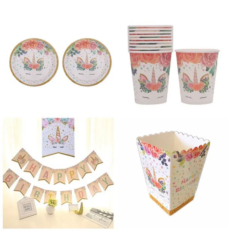 Креативные Мультяшные детские товары для дня рождения EC Единорог посуда макет