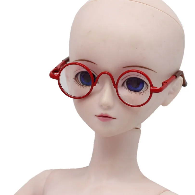 Красный BJD 6,5 см круглые очки 1/3 60 см BJD MSD куклы Солнцезащитные очки - Цвет: Красный