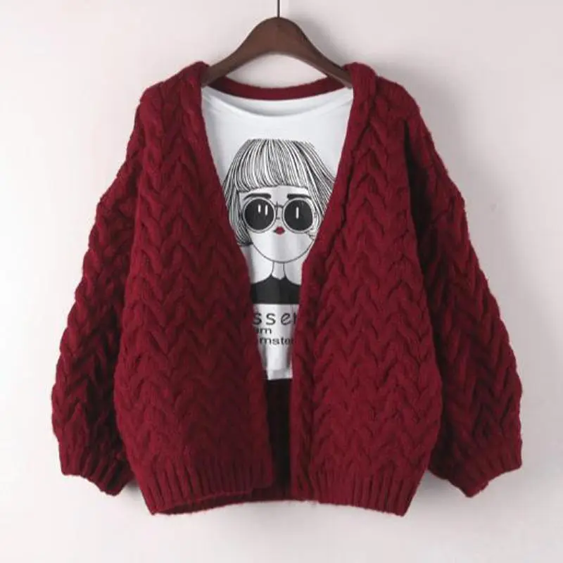 Женский короткий свитер QH0407 теплый вязаный пончо на осень и зиму|oversized jumper|short